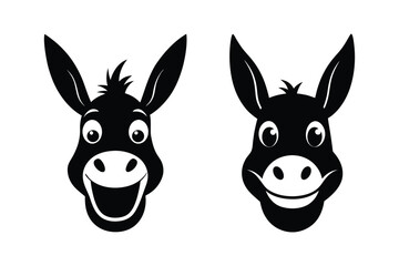 Donkey Head  silhouette Vector bundle  illustration, Set of Donkey Head  silhouette 