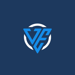 A modern and clean abstract logo design featuring the letters "V" and "E" inside a triangle and a circle, 