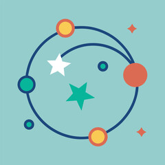 Abstract vector design with a network concept features a compass icon and a clock within a circle diagram, suitable for business infographics and social media