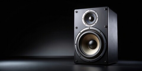 Audio Speaker on Black Background, modern electronics , speaker on black
