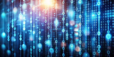 Binary code overlay on blurred background, technology, abstract, technology, abstract