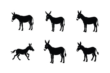 Donkey silhouette Vector bundle  illustration, Set of Donkey silhouette 