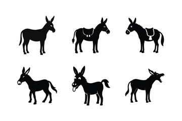 Donkey silhouette Vector bundle  illustration, Set of Donkey silhouette 