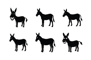 Donkey silhouette Vector bundle  illustration, Set of Donkey silhouette 