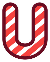 Candy Cane Alphabet Letter U
