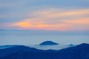 Serene Sunset Over Misty Mountains in Sequoia National Park