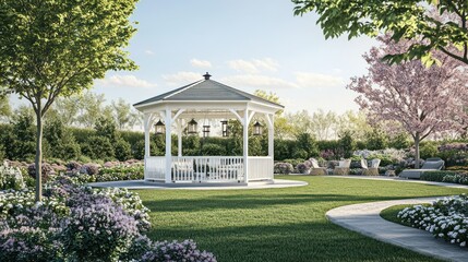 Obraz premium Tranquil Gazebo Garden Retreat