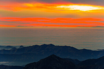 Stunning Sunset Over Sequoia National Park Mountains