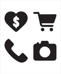 Useful Icons for Shopping, Communication, Photography, and Finance
