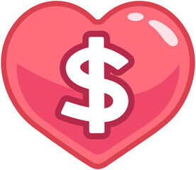 Heart Dollar $ Symbol 