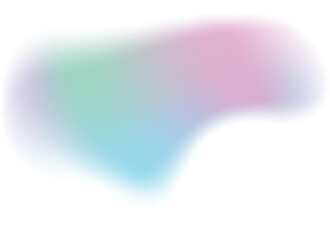 Abstract blurry gradient shape. Pastel colored mesh fluid liquid element. Soft light blob with aura gradation. Blended vibrant multicolor figure