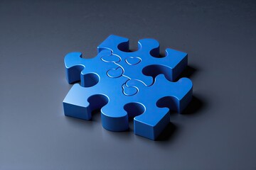 Bold Blue Puzzle Pieces Marking the Harmony of Synergy and Teamwork
