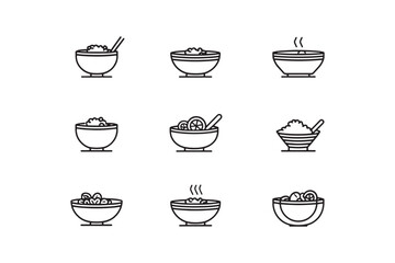 Porridge Bowl Minimalist Icon Vector
