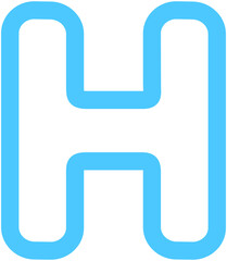 Blue Outline Alphabet H
