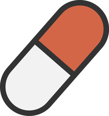 カプセル錠剤のアイコン（線画カラー）のイラスト