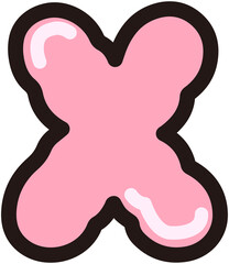 Cute Pink Cloud Bubble Alphabet X
