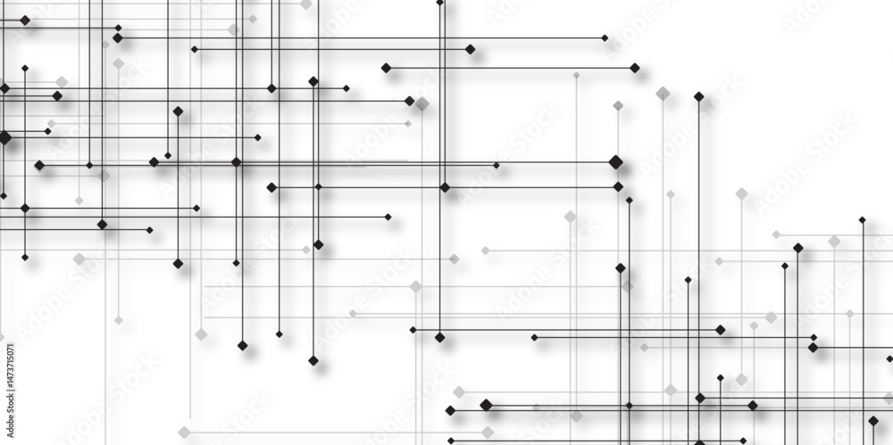 Aufkleber abstract line or strokes with dots, dotted line, node point, digital background vector design concept. abstr technology White background Future new technology for business or science presentation.