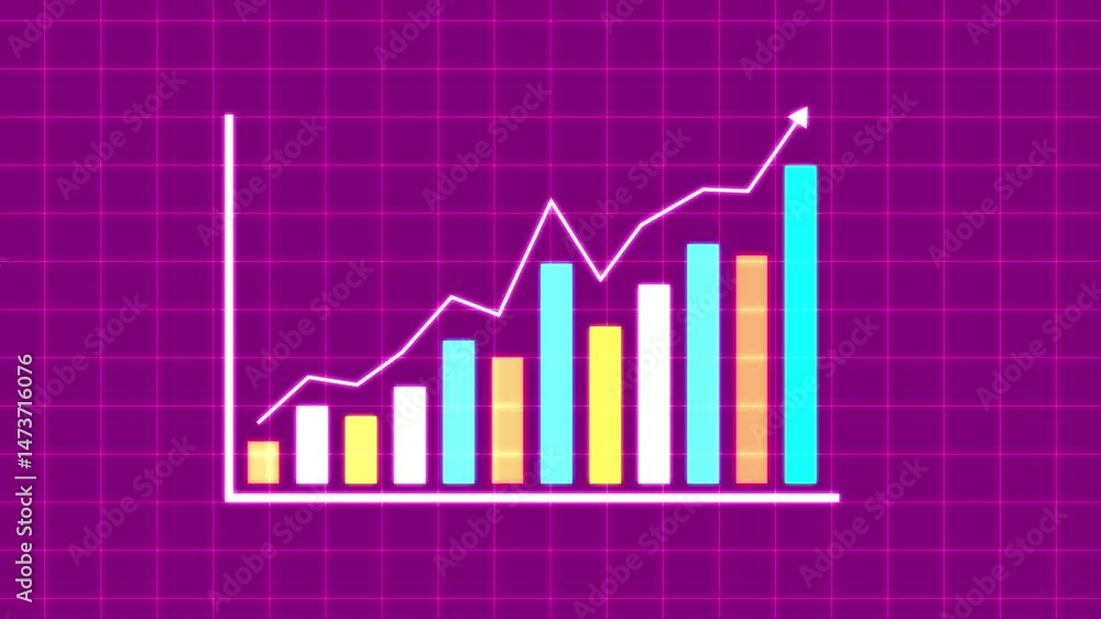 Poster abstract business graph incresed and profit direction. animated business graph chart with upward tre