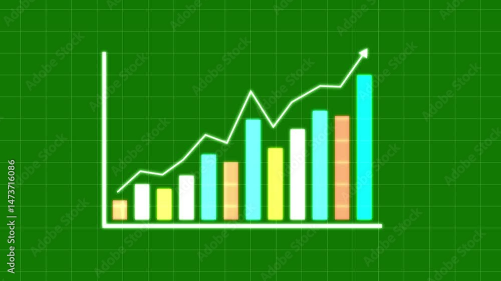 Poster abstract business graph incresed and profit direction. animated business graph chart with upward tre
