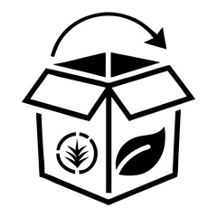 Minimalist eco box design with leaf symbol emphasizing sustainable recycling concepts