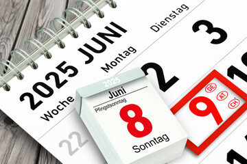 Kalender Pfingsten 8. und 9. Juni  2025 Pfingstsonntag Pfingstmontag