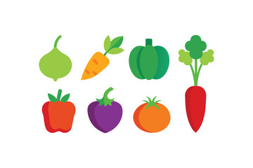 set of vegetables isolated on white