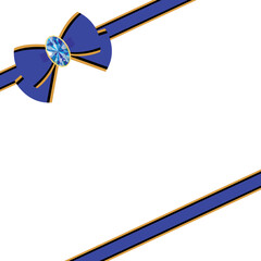 Gorgeous jewelry ribbon frame illustration antique fashionable decoration material Blue / 豪華な宝石があしらわれたリボンフレームイラストアンティーク オシャレ 装飾 素材 青