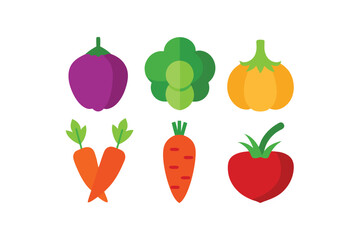 set of vegetables isolated on white