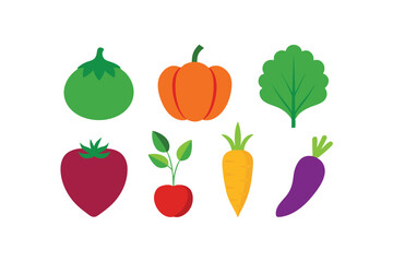 set of vegetables isolated on white