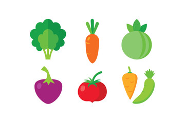 set of vegetables isolated on white