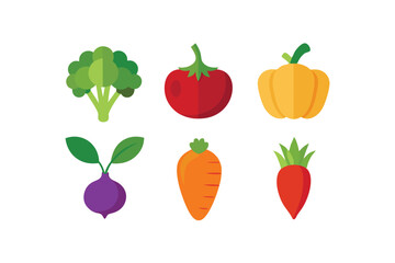 set of vegetables isolated on white