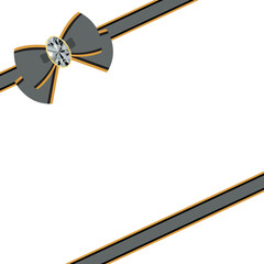 Gorgeous jewelry ribbon frame illustration antique fashionable decoration material Gray / 豪華な宝石があしらわれたリボンフレームイラストアンティーク オシャレ 装飾 素材 灰色