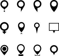 Location Pin icon. Map Pointer icon. Location Pins Sign. Pointer Navigation Symbol. Flag Mark, Place Location Pictogram. Thumbtack Sign. GPS Tag. Marker Point on Map.