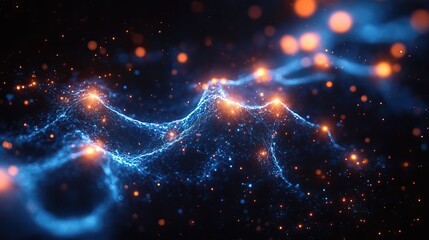 Fototapeta premium An abstract image of interconnected nodes forming a complex network, symbolizing communication, technology, or the interconnectedness of ideas