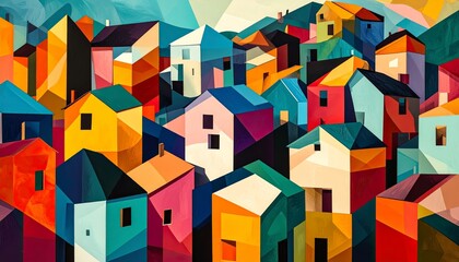 Naklejka premium colorful houses in the city