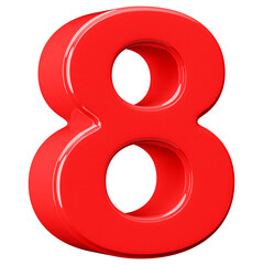 3D Red Number 8