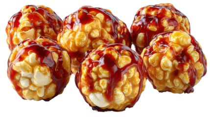 Gooey golden caramel candies with a crisp caramelized exterior sit on a clean white background creating a visually appealing and mouthwatering display
