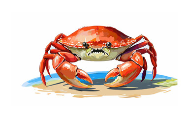 Hand Drawn Crab in Oil Painting Style – Artistic Seafood Illustration for Marine and Coastal Design