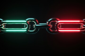 Obraz premium Modern Digital Illustration of Neon Chain Links in Red and Green