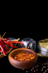 Spices and herbs, bay leaf, black pepper