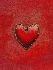 Fototapeta premium Embossed Red Heart Painting on Textured Background for Art Lovers