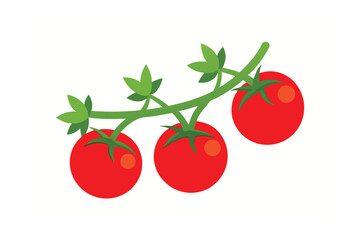 red tomato with green leaves
