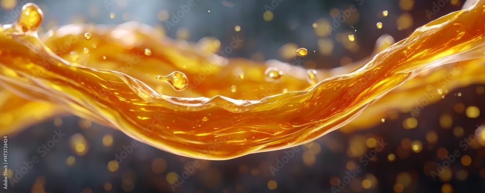 Poster slow motion effect of liquid gold blending into water creating captivating swirling patterns
