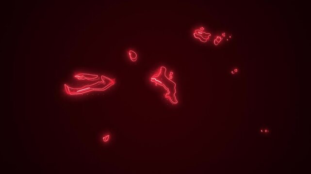 3D Moving Neon Red Seychelles Map Borders Outline Loop Background