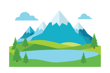 Obraz premium vector illustration of a mountain landscape