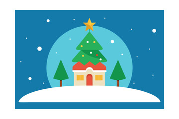 Obraz premium christmas tree and snowman