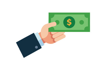 Man Holding Dollar Banknote Isolated