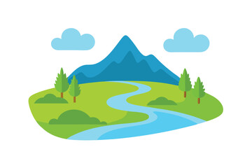 Nature Spring Landscape Pro Vector Illustration for Printable Design