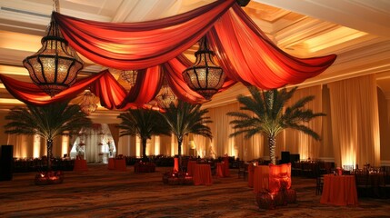 Obraz premium Elegant, festive event space with rich colors and dramatic lighting
