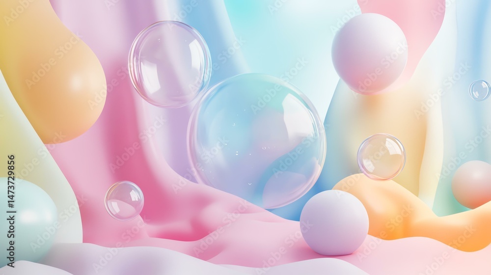 Poster the photo features a vibrant background filled with colorful bubbles. it creates a playful and visua